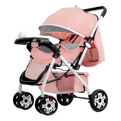 Carriola Para Bebé Musical Plegable Ligera Ultra Premium Color Rosa Blanco