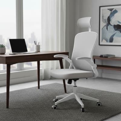 Silla Oficina Ergonómica Reclinable Deli Escritorio Blanca Blanco Malla Elástica