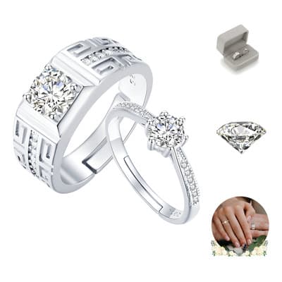 Anillos Compromiso Ajustables Pareja Plata 925 Circonitas Gooluu Plateado Ajustable - $185.68 en Mercado Libre | PrecioMX