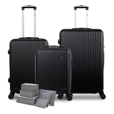 Juego 3 Maletas De Viaje Rigidas Ruedas 360 Bolsas De Viaje Color Negro Rayas - $1,699.00 en Mercado Libre | PrecioMX