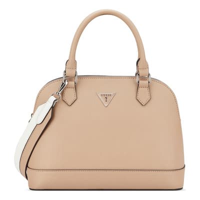 Bolsa Guess Satchel Mujer Jenai Café Claro Sf995306-des Acabado De Los Herrajes Níquel Color Marrón Claro Correa De Hombro Marrón Claro Diseño De La Tela Lisa