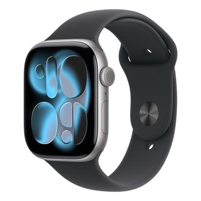 Apple Watch Series 11 GPS • Caja de aluminio gris espacial de 46 mm • Correa deportiva negra – M/L - Distribuidor Autorizado