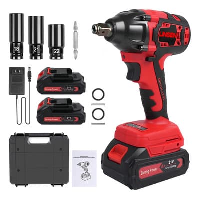 Taladro Atornillador Inalámbrico Llave De Impacto Pistola 12.7mm Linsen Bs01 Con 2 Baterías Con Maletín De Transporte Rojo