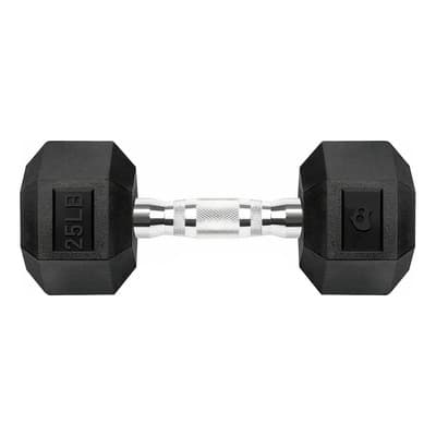 Mancuerna Hexagonal Caucho 25lb Gym Crossfit 1 Pieza Color Negro