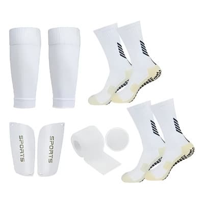 2 Par Calcetines Antideslizantes Con Espinilleras Para Fútbo