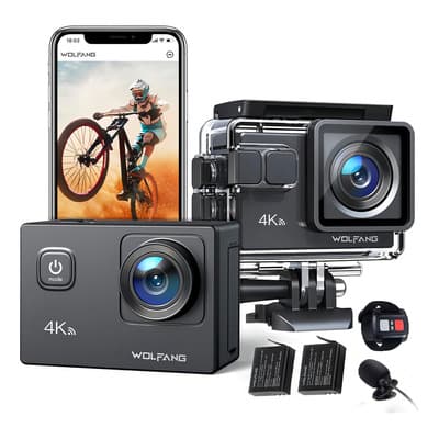 Cámara Deportiva Wolfang Ga100 4k 30fps 20mp Sumergible 40m Con Micrófono Remoto Negro - $1,379.00 en Mercado Libre | PrecioMX