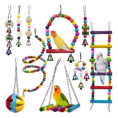 Ycrigns® Juguetes Para Loros Y Aves 10 Piezas Set Con Escalera, Campana Y Anillos Juguetes Masticables Y Colgantes Para Jaula Entretenimiento Para Pericos, Cacatúas Y Aves Medianas Multicolor - $188.78 en Mercado Libre | PrecioMX