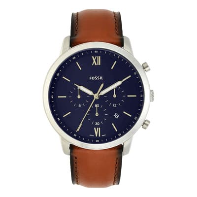 Reloj Fossil Neutra Fs5453 Chronograph Para Hombre, Plateado Correa Marrón Fondo Azul Marino - $1,929.96 en Mercado Libre | PrecioMX