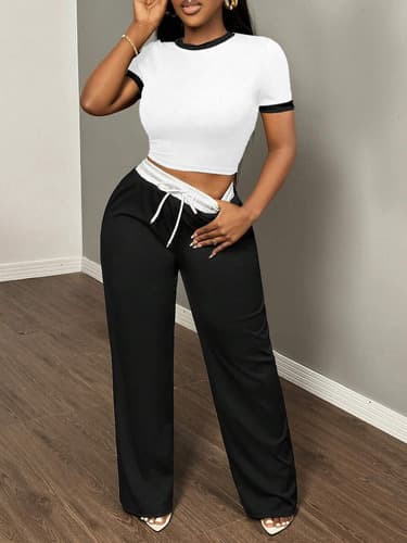 Conjunto Para Mujer Camiseta Y Pantalón Largo Casual Verano - $148.00 en Mercado Libre | PrecioMX