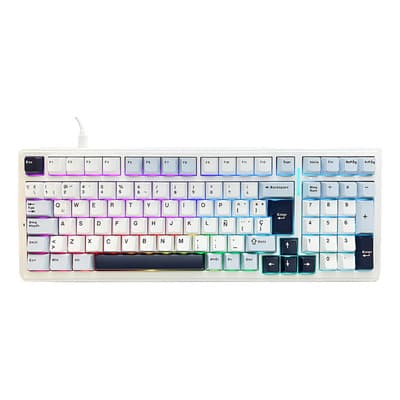 Teclado Mecanico Gamer Aula F99 Rgb W/b/db Español Grey Swit Teclado Blanco/azul/azul Oscuro Idioma Español Latinoamérica Alámbrico