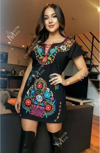 Vestido Mexicano Bordado Artesanal (kimono) - $534.65 en Mercado Libre | PrecioMX