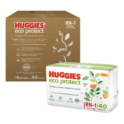 Huggies Eco Protect Pañal Desechable Para Bebé Unisex Etapa 1 - Rn Recien Nacido 160 Pañales Recién Nacido (rn) Sin Género - $1,225.50 en Mercado Libre | PrecioMX