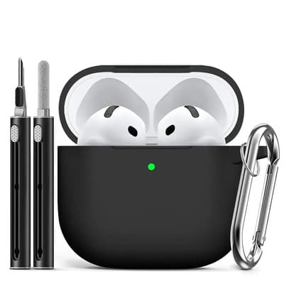 Funda Para AirPods 4 Case(cuarta4ageneracion 2024) Silicón, Protectora, Compacta y Portátil, Incluye Limpiador Hebilla Color Gun, Accesorio Completo