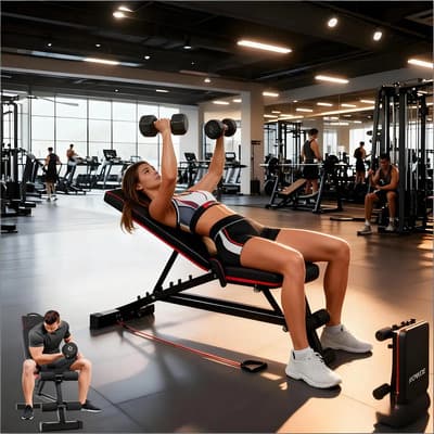 Rowide Banco De Pesas Multiposiciones Ajustable Y Plegable Para Gym Y Ejercicio En Casa, Carga 250 Kg, Ideal Para Entrenamiento De Pecho, Hombros, Brazos Y Piernas, Banco De Gimnasio Multifuncional