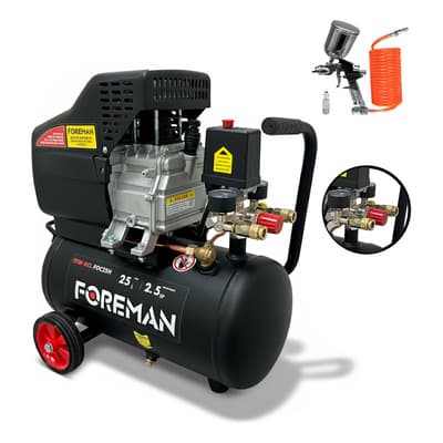Compresor De Aire 25l 2.5hp Foc25h Foreman Color Negro Fase Eléctrica Monofásica