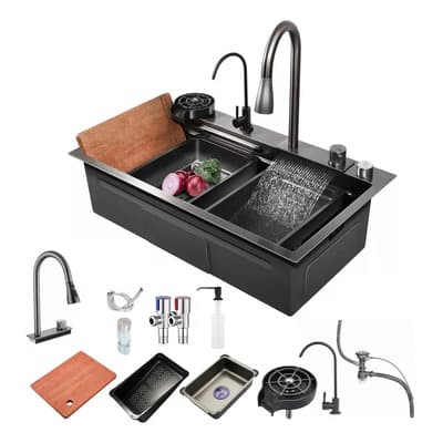 Fregadero De Organizadores Cocina Tarja De Acero Inoxidable Bokoptyr 80*45*22cm Duradero Elegante Y De Alta Gama Adecuado Para Múltiples Escenarios Gris Oscuro