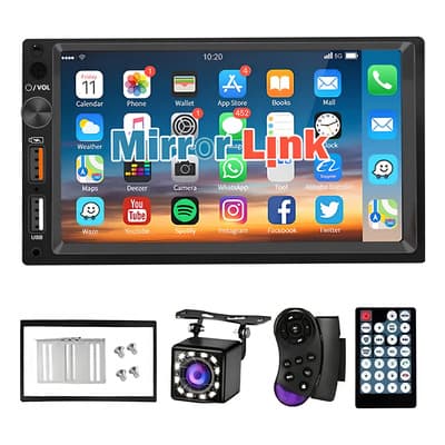 Fnbrli Estéreo Auto Mirrorlink 7020 de 7 pulgadas con cámara Bt 2 USB