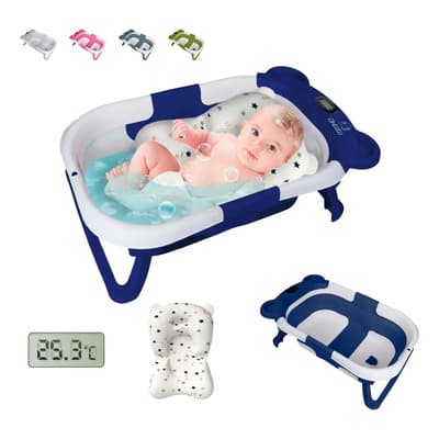 Bañera Bebés Plegable Tina De Baño Con Cojín Y Termómetro Lolokid Azul Orejas - $549.00 en Mercado Libre | PrecioMX