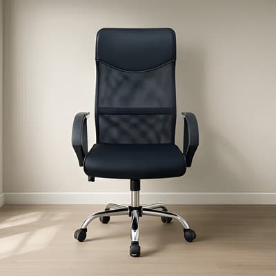 Silla Ejecutiva de Oficina Ajustable con Respaldo Alto Ergonómico, Tela Transpirable y Asiento Acolchado, Giratoria, Altura Regulable, Ideal para Home Office u Oficina, tapizado de mesh color negro