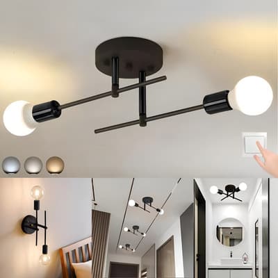 JUDENG®Lámpara De Techo Moderna Lámpara De Pared Decorativas Araña Moderna Lámpara De Techo Lámpara De Pared Para Baño Estructura Negro Lámpara De Techo Colgante Y Moderna Con 2 Luces Lámpara De Techo