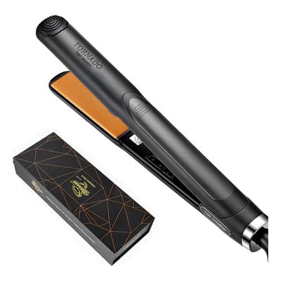 Plancha De Cabello Profesional De Alisador Ceramica 480°f 2 En 1 Regulación de temperatura Negro