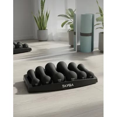 Set 3 Pares De Mancuernas De Neopreno 3,5,8lb Con Base Tayga Color Negro