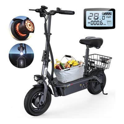 Scooter Eléctrico Scooter Adulto Patines Plegables Con Asiento Iscooter F3 Motor 1000w-45km/h-13ah -60km Autonomía 45km/h Velocidad Máxima Con Luz Led Gris
