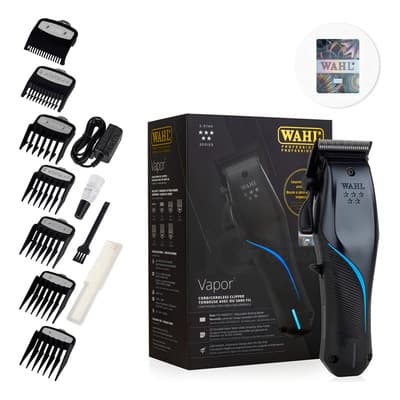 Máquina Cortadora De Pelo Inalámbrica Wahl® Vapor Profesional Motor Brushless Cuchillas De Alto Carbono Y Peines Guía Premium Con Holograma De Autenticidad Ideal Para Barberia Clipper Color Negro - $1,543.50 en Mercado Libre | PrecioMX