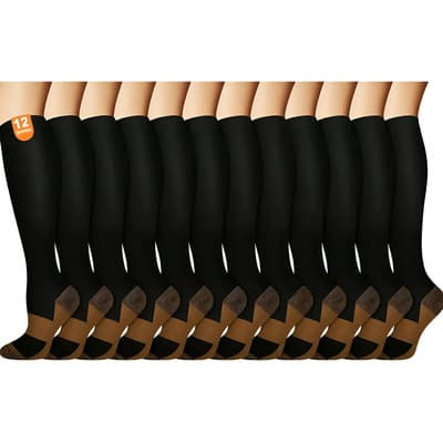 12pzs Calcetas De Compresión Hombre Mujer Calcetines Largas
