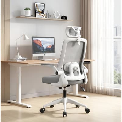 Silla De Escritorio Ergonómica Con Soporte Lumbar Y Cabeza Color Blanco/Gris Material del tapizado Algodón - $1,599.00 en Mercado Libre | PrecioMX