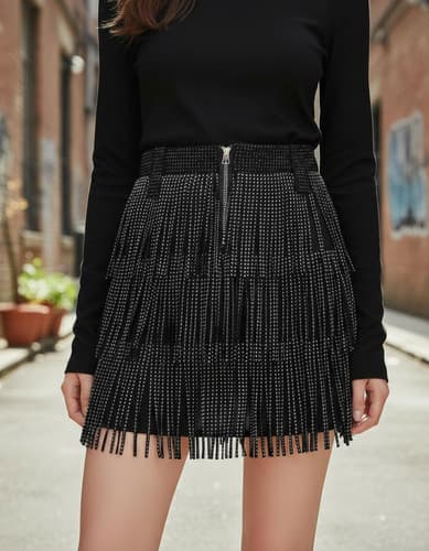 Súper Rentable Falda Corta Con Flecos Y Cintura Alta For .. - $960.68 en Mercado Libre | PrecioMX