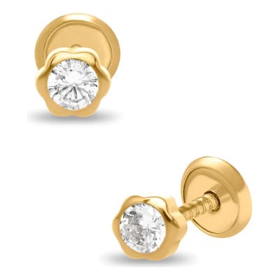 Broqueles Bizzarro Margarita De Oro Amarillo 14k Con Zirconias - Aretes Finos Para Mujer Elegantes Joyería De Lujo - $2,330.00 en Mercado Libre | PrecioMX