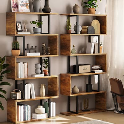 Librero Simple Moderno Minimalista De Madera En Forma De S Color Marrón Madera