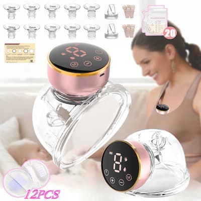 2pcs Extractor De Saca Leche Eléctrico Portátil Manos Libres, Kit Saca Leche Perfecto 3 Modos, 9 Niveles, Silenciar, Batería De Mayor Duración, Pantalla Led, Brida De 13, 15, 17, 19, 21mm Cherubmom