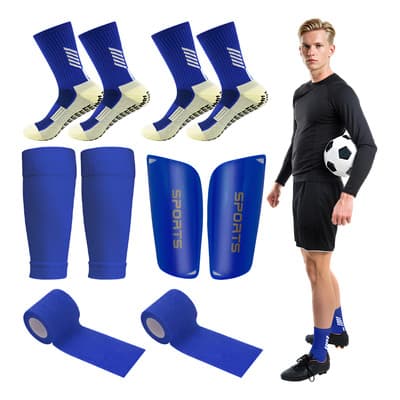 6pcs Calcetines Antideslizantes Con Espinilleras Para Fútbol