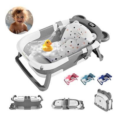 Bañera Tina Baño Bebe Plegable Portátil Con Cojín Termómetro Color Gris Animales - $579.00 en Mercado Libre | PrecioMX