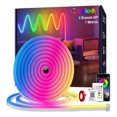 Cozylady Tira De Neón Flex Led Luz Bluetooth Rgb 7m Ip68 Impermeable Sincronización De Música Led Tv Diy Luces Led Cuarto Gaming Fiesta Decoración De Interior - $220.40 en Mercado Libre | PrecioMX