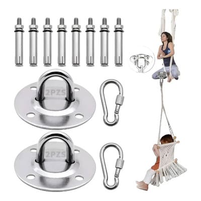 Soedfrtgkit 2pcs Gancho Suspensión Colgar Hamacas Placa U Mount Anclaje Pared De Techo Para Trabajo Pesado, Para Sacos De Arena, Columpios, Yoga Aéreo, Hamacas (plateado)