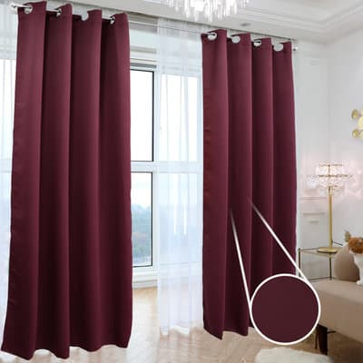 Set 2 Cortinas Blackout 140x220cm Premium Lisa Color Vino Nube