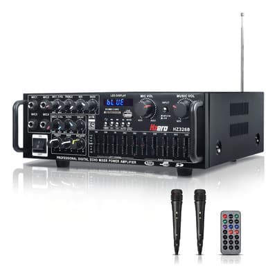 Amplificador Audio Estéreo Bluetooth Hzero Hz326bt Para Casa 2.1 Canales, Compatible Con Karaoke, Fm, Usb Y Tarjeta Sd,... Negro 500 W