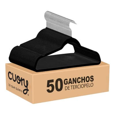 Set 50 Ganchos Terciopelo Antideslizantes Negro Cuory Gancho Giratorio - $269.00 en Mercado Libre | PrecioMX