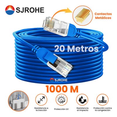 Sjrohe® 20 Metros Cable Ethernet 1000m Cat 5e Rj45 Cable De Red Cable Utp Cobre Apto Para Routers, Ordenadores, Televisores Y Consolas De Videojuegos Resistente Al Agua Y Al Sol Color Azul - $98.98 en Mercado Libre | PrecioMX