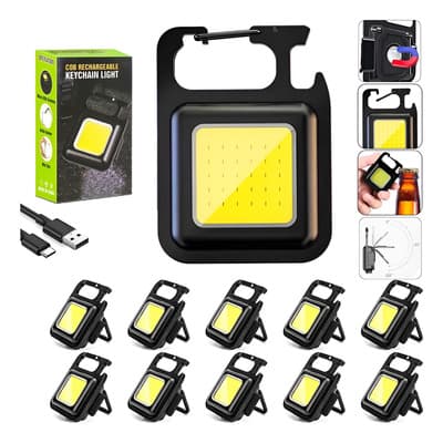 10 Piezas Linterna Lampara Recargable Led De Lampara Llavero Amarillo Negro