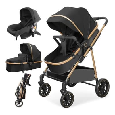 Carriola De Bebé Con Cunita Y Autoasiento 6en1 Travel System Negro Dorado - $2,743.82 en Mercado Libre | PrecioMX