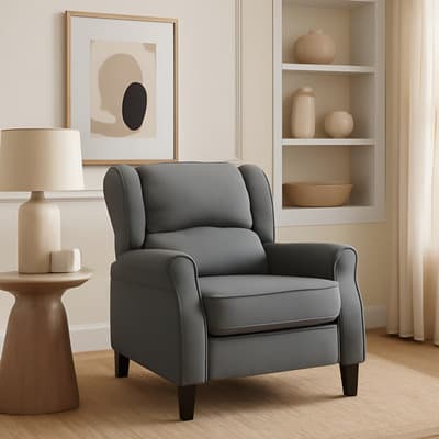 Sillón Cómodo Reposet Reclinable Manual De Tela Color Gris oscuro Diseño de la tela Lino
