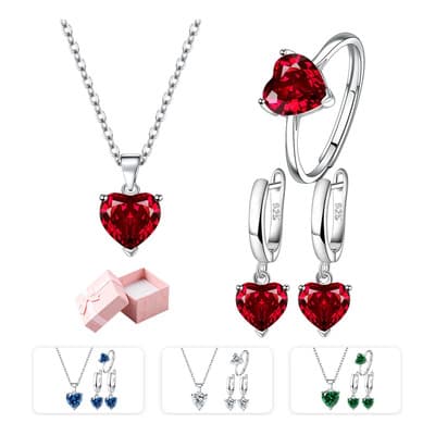 Fuezoiu 4pzs Joyería Juego De Collar Pulsera Pendientes Anillos Dijes Acero Inoxidable Para Parejas Novia Mujer Mamá Regalo Con Caja Rojo - $94.43 en Mercado Libre | PrecioMX