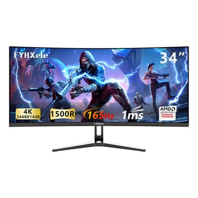 Monitor Gamer Fyhxele 34'' Curvo Wqhd 165hz 1ms Freesync Hdmi Negro