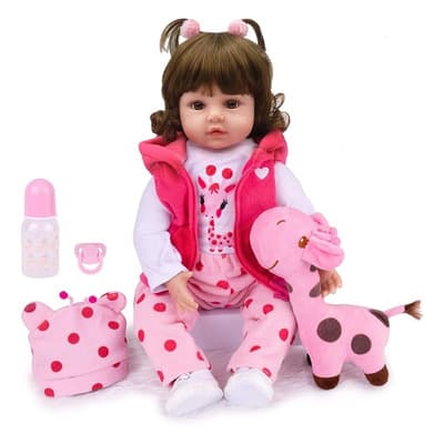 Muñeca Reborn Realista 45cm Maddiedoll Bella Silicona Castaño Claro