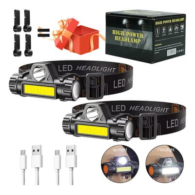 Naiwant® 2pzs Usb Lampara De Cabeza Linterna Iluminacion Doble Recargable Luz Blanca Fría 2 Modos De Iluminación Blanco Negro - $89.04 en Mercado Libre | PrecioMX