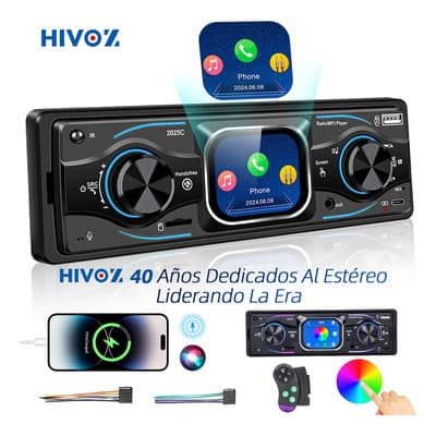 Estereo Hivoz 2.1in Pantallas Autostereo Bluetooth 6.0 Reproductor Multimedia Auto 1 Din Audio Para Vehiculos Rgbic Mp3 Sd Usb Fm Aux Rca 4 X 45w Ecualizador De 15 Bandas